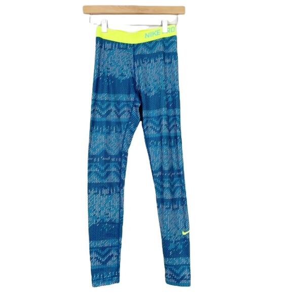 Nike Hyperwarm Blue Printed Training Leggings Sz XS - Picture 6 of 6